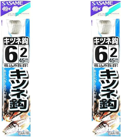 Amazon 【まとめ買い ×2個セット】 釣り 針 Sasame ささめ針 キツネ 針 白 糸付 針6 ハリス2 釣具 釣り具 釣り