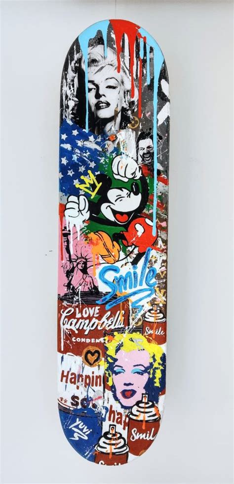 Smile Skateboard Deck Art Pop Wall Sculpture by Yuvi