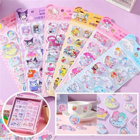 Jual Stiker 3d Isi Air Glitter Sanrio Puffy Sticker Water Seal Bahan