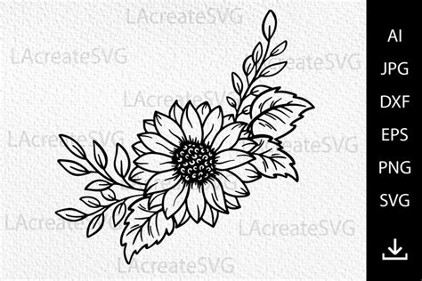 Sunflower border svg cut file for Cutting Machines