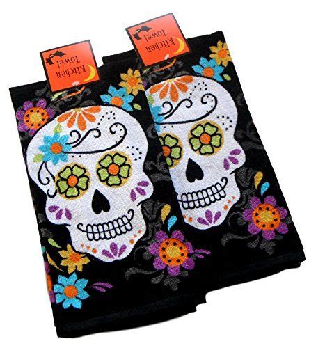 Super Colorful Day Of The Dead Sugar Skulls Kitchen Towels Free