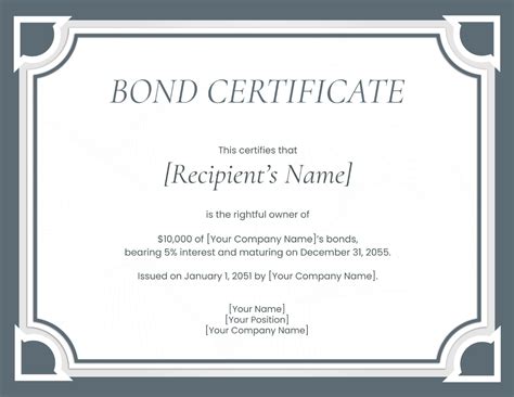 Bond Certificate Template - Edit Online & Download Example | Template.net