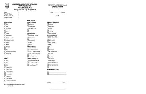 Formulir Permintaan Pemeriksaan Lab