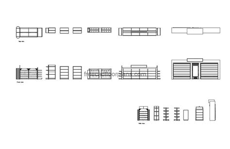مجموعة رفوف السوبر ماركت رسومات CAD مجانية