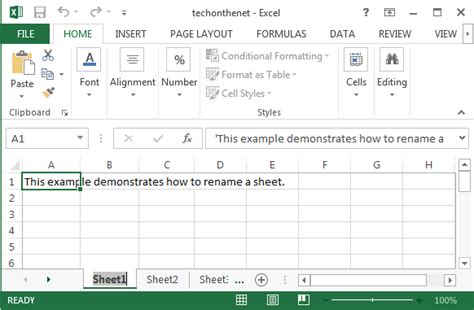 Ms Excel 2013 Rename A Sheet