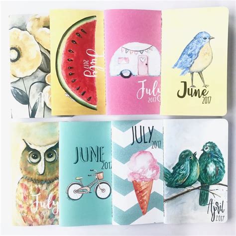 Four Notebooks With Watermelon And Birds On Them One Has An Ice Cream Cone