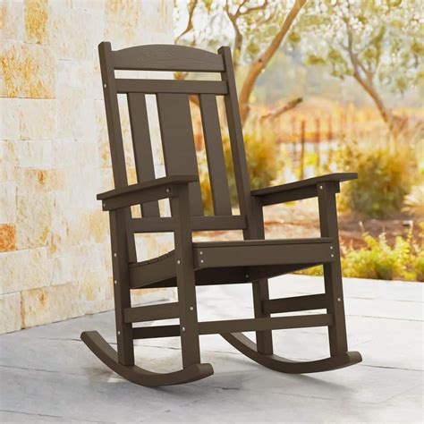 Lue Bona Dark Brown Plastic Adirondack Outdoor Rocking Chair Porch