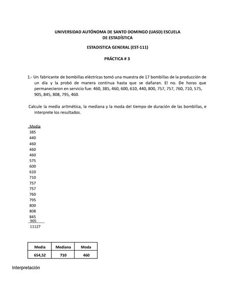 Practica Estadistica General Universidad Aut Noma De Santo Domingo