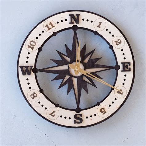 Compass Wall Clock Nautical Wall Clock Coastal Wall Clock Man Cave Wall Clock Beach Wall