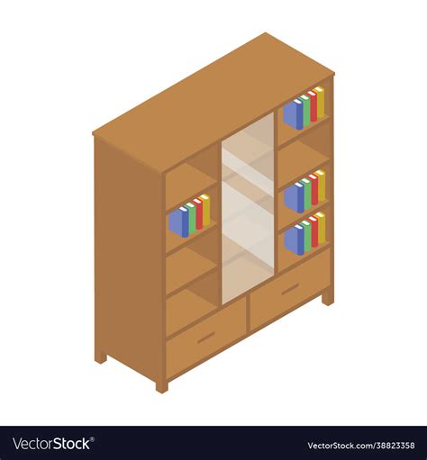 Bookcase Isometric Royalty Free Vector Image Vectorstock