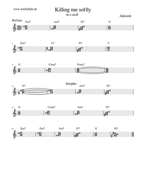 Killing Me Softly Sheet Music For Piano Solo Easy