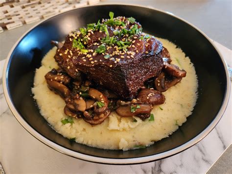 Homemade Chinese Braised Beef Short Ribs Bulgogi Mushrooms Garlic Mashed Potatoes Rfood