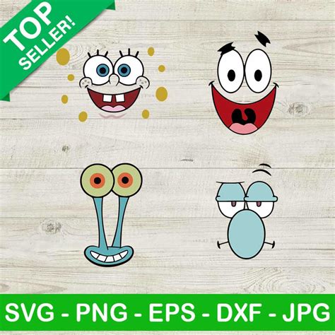 Spongebob Character face SVG, Spongebob face SVG, Patrick star SVG