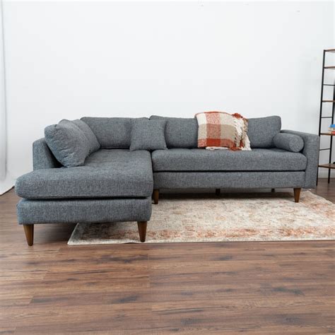 Ashcroft Monaco Grey Linen Modern Living Room Corner Sectional Sofa - ShopStyle