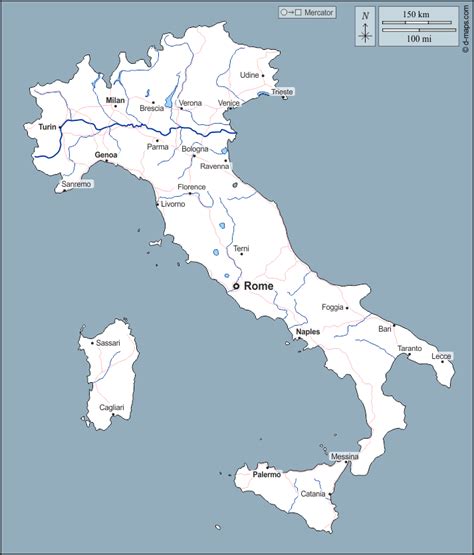 Italy Map Outline With Cities