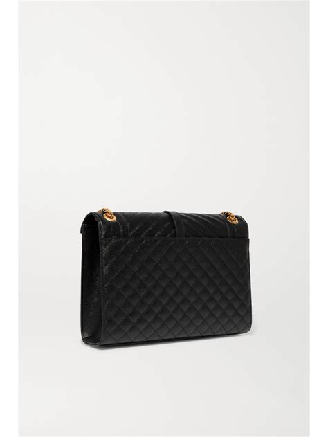 Saint Laurent Envelope Large Quilted Textured Leather Shoulder Bag In