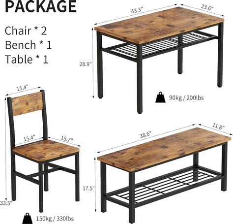 Awqm Juego De Mesa De Comedor De Piezas Mesa De Comedor Industrial