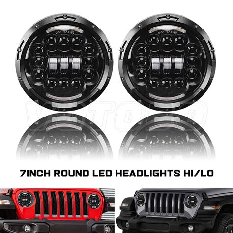 For Vw Dune Buggy Rail Buggy Round Led Headlight Hi Lo Beam Drl