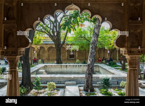 Courtyard In The City Palace Of The Maharaja Udaipur Rajasthan India