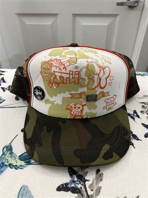 Stussy Camo Mesh Trucker Cap Hat Adjustable - Gem