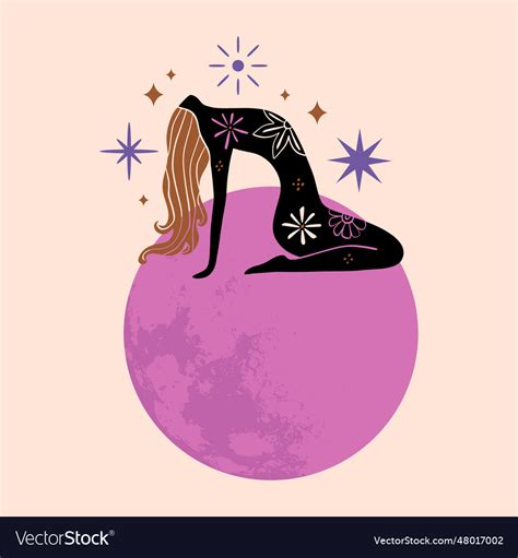 Boho Sacred Magic Woman Mystical Symbol Flat Vector Image