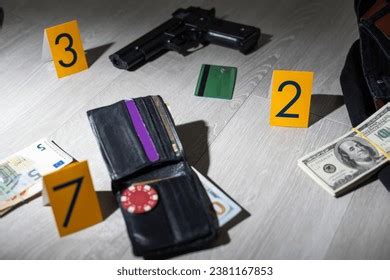 Crime Scene Investigation Concept Pistol Bullet Stock Photo