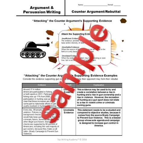 Persuasive Writing Counter Arguments And Rebuttals Teaching Resources