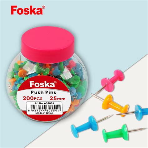 Foska Stationery Office Plastic Color Push Pins China Push Pin And