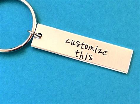 Customized Hand Stamped Key Chain Personalized T You Choose Wording