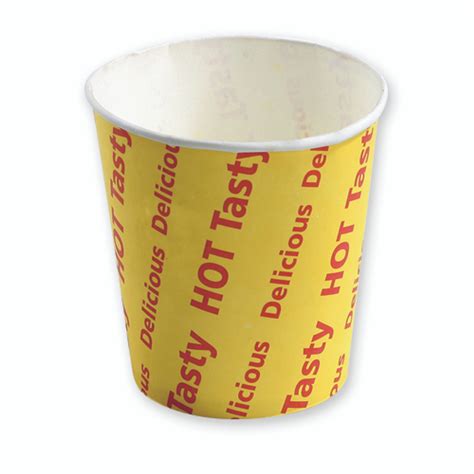 12oz Hot Chip Cups 50 Pack Tasty Hot Delicious Print Design