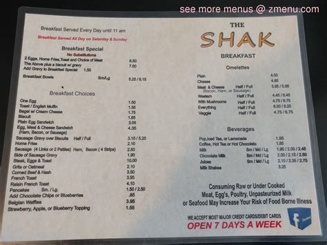 Menu At The Shak Cafe Alliance