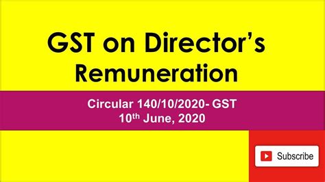 Gst On Directors Remuneration Circular Gst By Ca