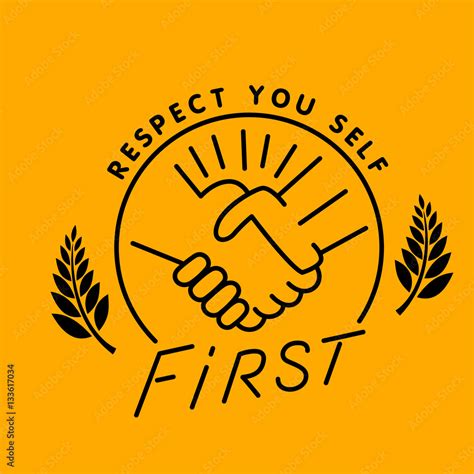 respect handshake logo, thin line style vector illustration design ...