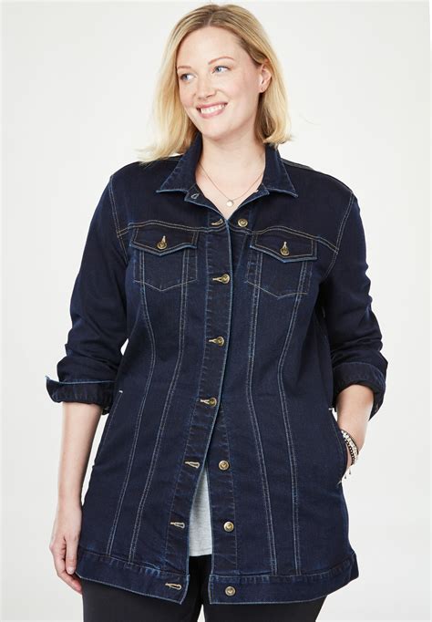 Long Stretch Denim Jacket Woman Within