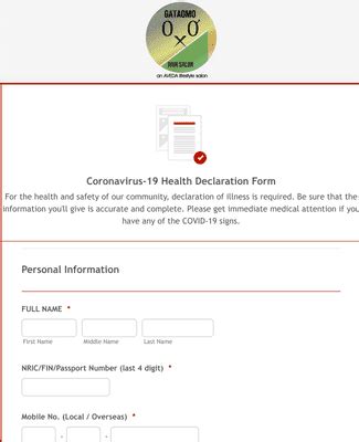 Coronavirus 19 Health Declaration Form Template Jotform