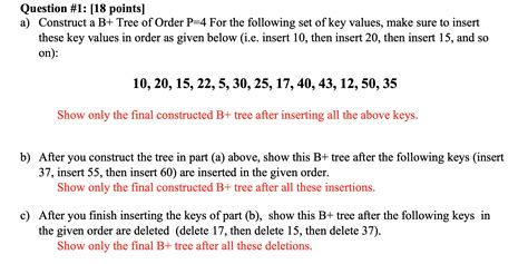 Question Points A Construct A B Tree Of Studyx