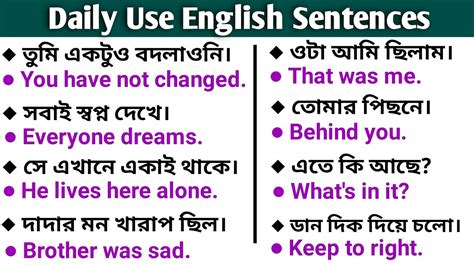 Daily Use English Sentence Bangla To English Translation Practice