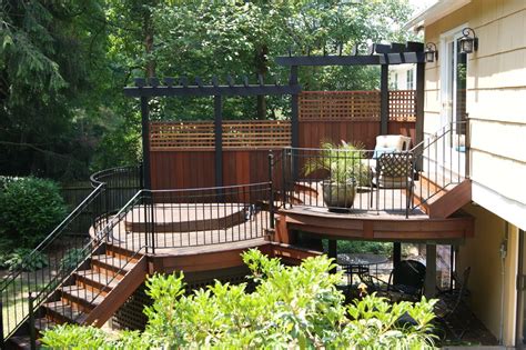 Round Ipe With Sunken Hot Tub Off Master Bedroom Traditional Patio