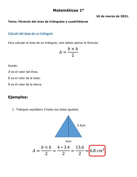 1 Apunte 16 03 2021 Fórmula del área de triángulos y cuadriláteros