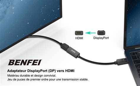 Benfei Adaptateur Displayport Vers Hdmi Benfei Plaqué Or Dp Display