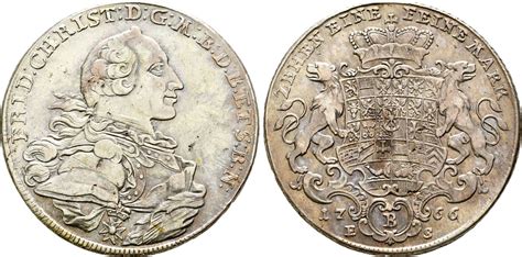 Brandenburg Bayreuth Taler 1766 ES Friedrich Christian 1763 1769 Ss