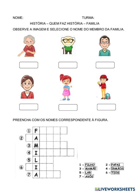 Membros Da Familia Worksheet Comics