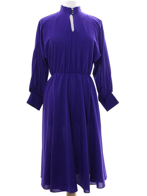 Ambassador Seventies Vintage Disco Dress 70s Ambassador Womens Royal Purple Polyester Crepe