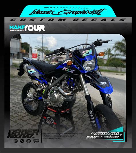 Sticker Decals Fullbody Kawasaki Klx Bf Tema Garis Simpel Warna