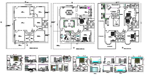 Floor Plan Layout Details Of Multi Flooring Art Gallery Cad Drawing