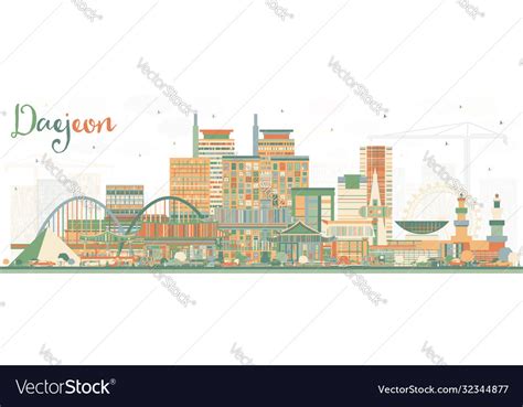 Daejeon south korea city skyline with color Vector Image