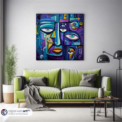 Purple and Blue Abstract Art Portrait, Abstract Art Gift, Modern Art ...