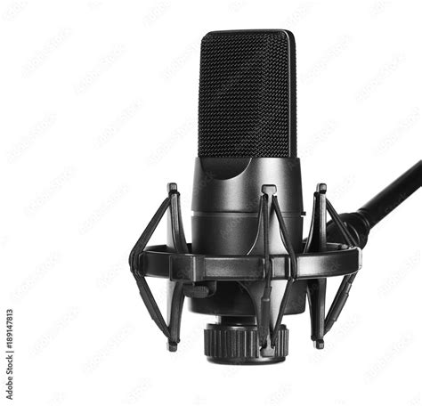 Condenser Microphone On Stand Isolated Foto Stok Adobe Stock