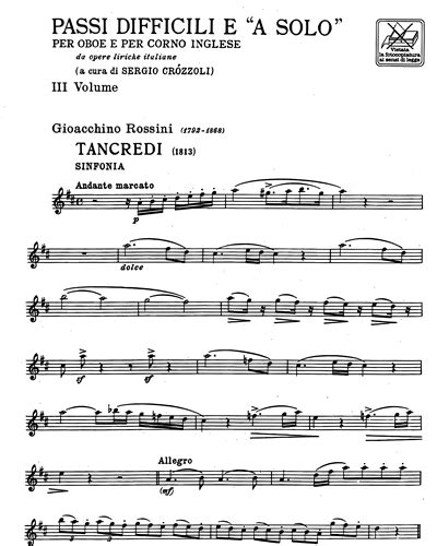 Passi Difficili E A Solo Da Opere Liriche Italiane Vol 3 Oboe