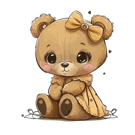 Premium Vector A Cute Teddy Bear With A Bow